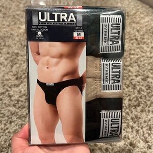 Ultra Men’s Bikini Briefs 3-Pack 100% Cotton Size Medium NWT